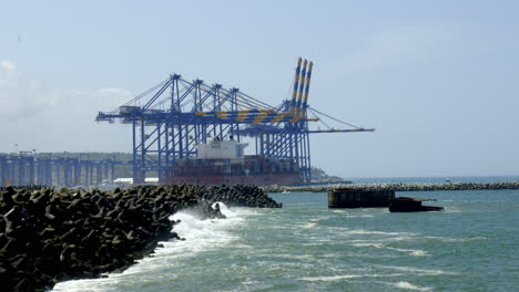 Vizhinjam-International-Seaport,-India-welcomed-its-first-cargo-ship-at-the-newly-built-trans-shipment-port-in-Vizhinjam,-Kerala