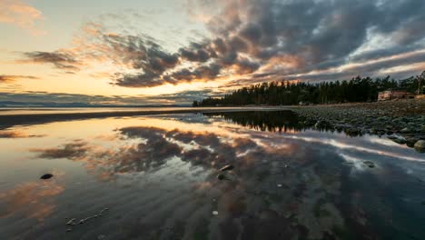 Vídeo-Timelapse-De-Una-Hermosa-Puesta-De-Sol-En-Escocia-Junto-Al-Lago-Durante-Un-Día-Caluroso-Y-Soleado-Junto-Al-Agua