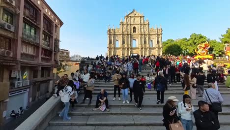 Vista-De-Las-Ruinas-De-San-Pablo-Durante-Las-Celebraciones-Del-Año-Nuevo-Chino-En-La-RAE-De-Macao,-China.