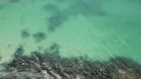 Beautiful-aerial-view-of-water-tropical-beach-shot-of-blue-sky-turquoise-water-in-st