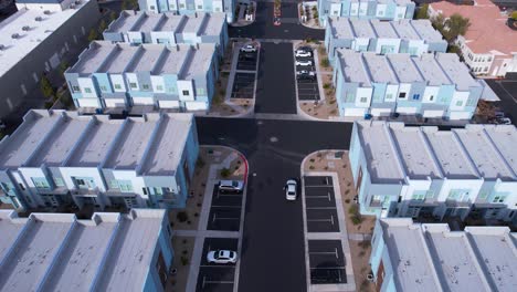 Aerial-View-of-Modern-Apartment-Buildings-and-Model-Homes-in-Spring-Valley-Neighborhood-of-Las-Vegas,-Nevada-USA