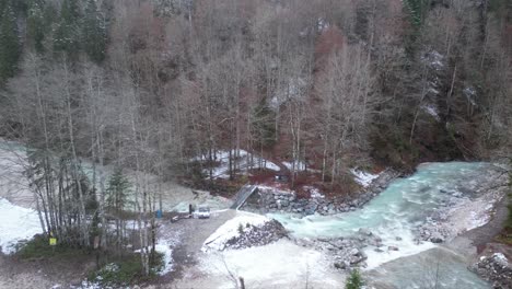 Aerial-view-of-Partnachklamm-,a-scenic-location-and-nature-attraction-in-Germany-near-Garmisch-Paterkirchen