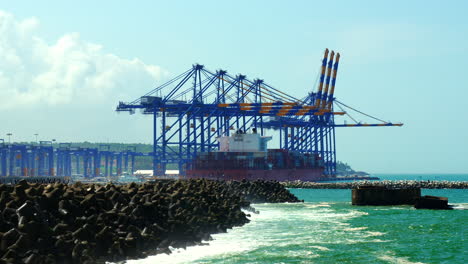 Vizhinjam-International-Seaport,-India-welcomed-its-first-cargo-ship-at-the-newly-built-trans-shipment-port-in-Vizhinjam,-Kerala