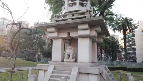 Korean-Pagoda-Monument,-Asian-heritage-donated-to-Buenos-Aires-City-Argentina