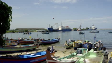 Puerto-Marítimo-De-Kollam,-Vista-Desde-El-Puerto-.kerala-India