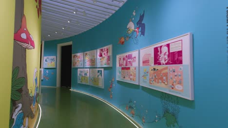 Colorful-Hallway-with-Smurfs-Art-at-JC-Cartoon-Art-Museum