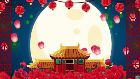 Geheimnisvolle-Landschaft-Chinas-Traditionelle-Orientalische-Digitale-Kunstanimation,-Chinesische-Retro-Malerei-Tinte-Neblig-Mid-Autumn-Festival-Bühne-Tinte-Stil-Nationalen-Trend-Vorlage-Hintergrund