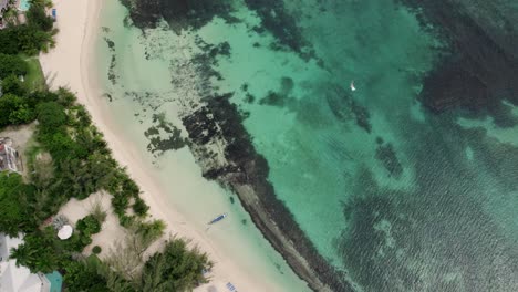 Stunning-drone-tropical-shot-of-blue-sky-turquoise-water-in-st