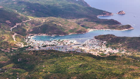 Spectacular-Aerial-Establishing-Shot-Of-Vinh-Hy-Bay,-Vietnam