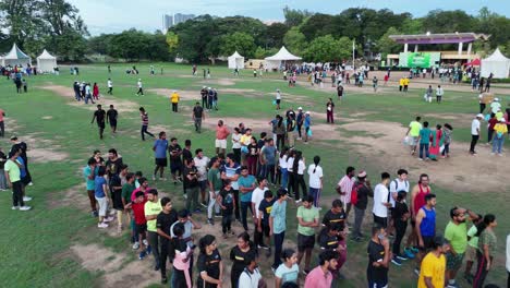 Aerial-Shot-of-People-Standing-In-Queue