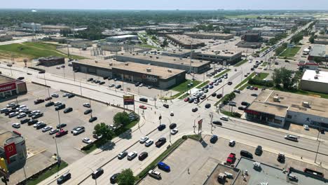 Static-aerial-shot-of-busy-intersection-in-Winnipeg's-St