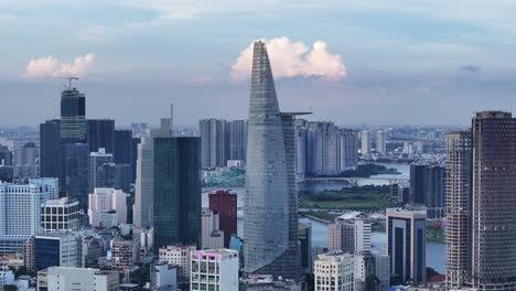 Aerial-skyline-view-of-District-1-in-Ho-Chi-Minh-city,-Vietnam