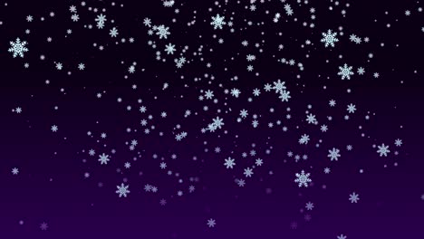 Fallende-Schneeflocke-Eis-Funkeln-Frostig-Kristall-Winter-Animation-Hintergrund-Farbverlauf-Visuelles-Muster-Zart-Scheinen-Magie-Weihnachten-Feiertage-Dunkel-Lila