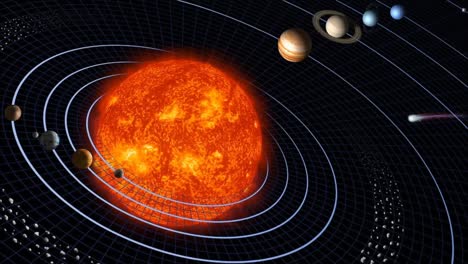 Sonnensystem-Mit-Sonne-Und-Planeten-Im-Weltraum