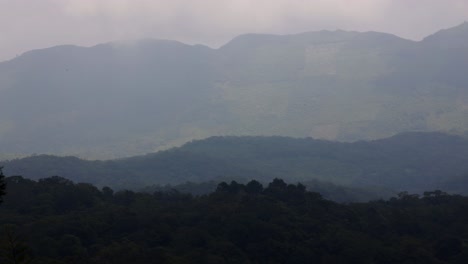 Nubes-Sombra-Y-Niebla-Despejando-Sobre-El-Denso-Dosel-De-La-Selva-Tropical-En-México,-La-Huasteca-Potosina