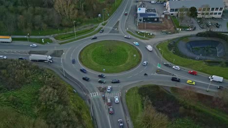 Roundabout-near-Pont-Pritz-bridge,-Changé,-Mayenne-in-France