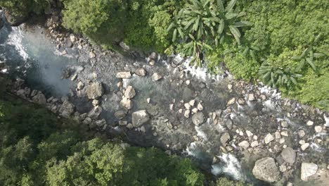 Wasserflussschnelle-Im-Regenwald-Von-Mexiko,-Tiefes-Walddach-Des-Dschungels