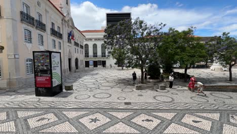 View-of-the-aesthetic-pattern-of-the-pavement-and-the-historic-charm-of-the-streets-in-Aveiro,-Portugal