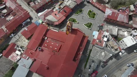 Pinal-de-Amoles-Aerial-city-buildings-of-Mexico,-latin-american-town-community