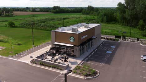 Drone-En-órbita-Disparado-Sobre-Starbucks