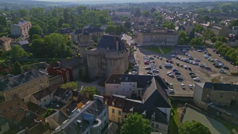 Alencon-Ducal-Castle-and-city-hall-in-background,-Orne-in-Normandie,-France