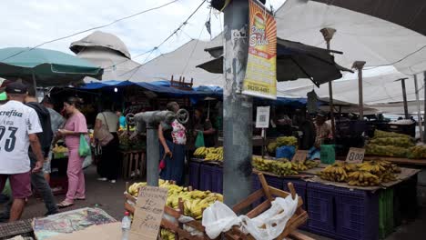 Vibrantes-Puestos-De-Frutas-Fuera-Del-Mercado-Ver-o-Peso,-Belém