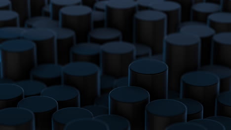 Dark-Blue-Abstract-Circle-Cylinders-Slowly-Rising-and-Descending-with-Shallow-Depth-of-Field---3D-Motion-Design-Animation-Geometric-Background-High-Quality-ProRes-4K