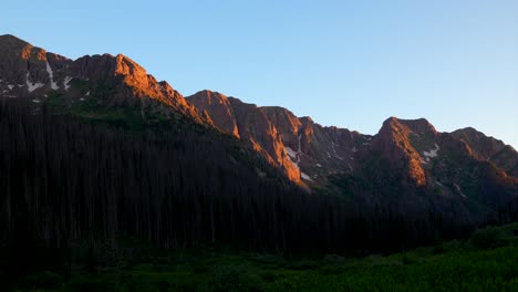 Chicago-Becken-Colorado-Silverton-Rucksackcamp-Sonnenuntergang-San-Juan-Range-Jupiter-Rocky-Mountains-Mount-Eulos-Sommer-Schneekappe-Schmelzen-Fourteener-Sonnenlicht-Windom-Gipfel-Silverton-Juli-Blauer-Himmel-Wolken-Schwenk-Nach-Links-