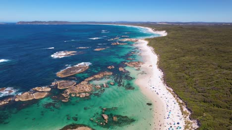 4K-drone-view-of-Greens-Pool,-a-beautiful-beach-within-the-William-Bay-National-Park-in-Denmark,-Western-Australia