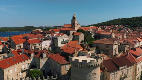 Vista-Aérea-De-Korcula,-Croacia