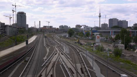 Cityscape-Timelapse-Of-Berlin-From-Warschauer-Bridge-With-Subway-And-Fernsehturm