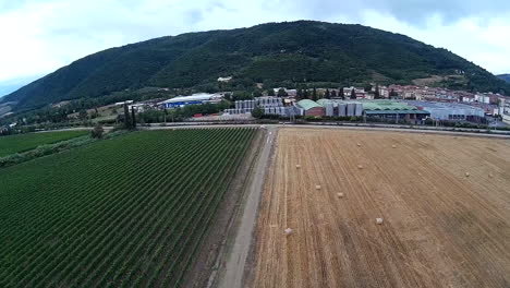 Frescobaldi-aerial-view-of-industry-vineyards,-Chianti-wine-production-company-near-Pontassieve