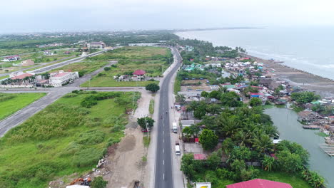 Aerial-Shot-Of-Main-Road-In-Cavite-City-Philippines-4K