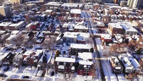 Gorgeous-panning-shot-of-downtown-Ottawa,-Ontario-just-after-a-large-snow-fall