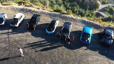 Done-shot-of-muscle-and-sports-cars-doing-doughnuts-and-burnouts-with-a-car-club-in-the-Angeles-National-Forest-in-Southern-California