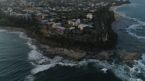 Dramatic-drone-shot-of-King's-Beach-at-sunset