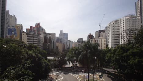 Shot-of-roads-in-Sao-Paulo-with-buildings-and-Avenue-of-July-Ninth,-Brazil