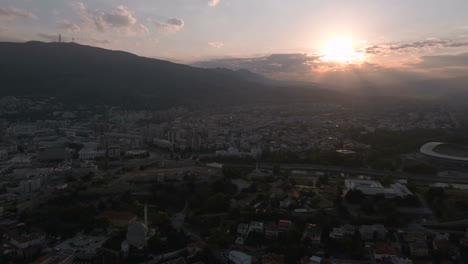 Sunset-drone-shot-over-Macedonia-downtown