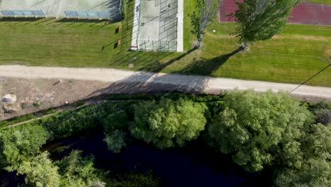 Universitary-sports-courts-in-Salamanca,-Spain,-aerial-drone-view