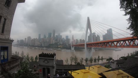 Timelapse-Del-Lugar-Escénico-Debajo-Del-Puente-En-Chongqing,-China