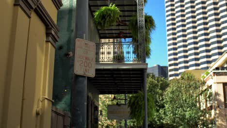 No-Parking-On-Sidewalk-Sign-New-Orleans-Louisiana-Slow-Pan