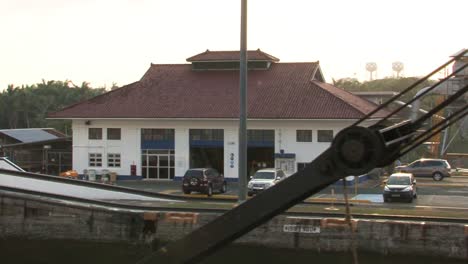 Facility-building-at-Gatun-locks,-Panama-Canal