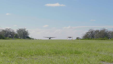 Small-propeller-plane-landing---Lady-Elliot-Island