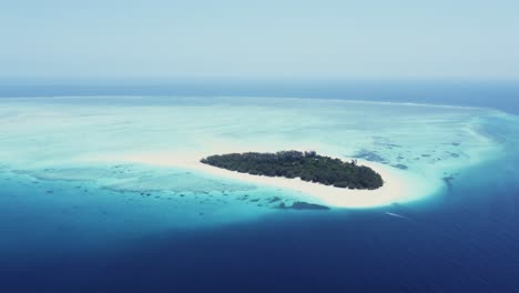 Aerial-drone-view-of-a-paradisiac-desert-island-in-the-middle-of-the-ocean