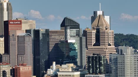 Skyline-with-Skyscrapers-in-Pittsburgh-City,-Pennsylvania,-USA