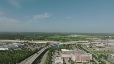 An-aerial-view-of-the-NASA-Parkway-bypass,-the-John-Young-flyover,-and-I-45-South-in-Houston,-Texas