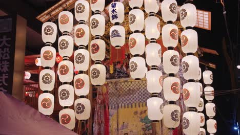 Kyoto-Summer-Festival,-Slow-Motion-Static-Shot-of-Yamaboko-Float