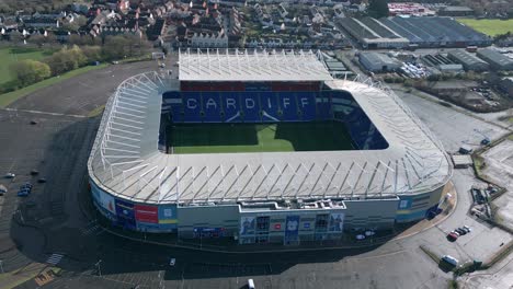 Above-View-Of-Cardiff-City-Stadium-In-Cardiff,-Wales,-United-Kingdom