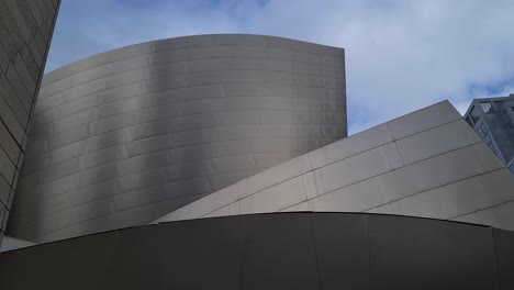 Walt-Disney-Concert-Hall-Exterior,-Modern-Design-and-Facade-of-Stainless-Steel,-Los-Angeles,-California-USA