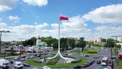 Large-roundabout,-car-traffic-jam-in-Lublin-city